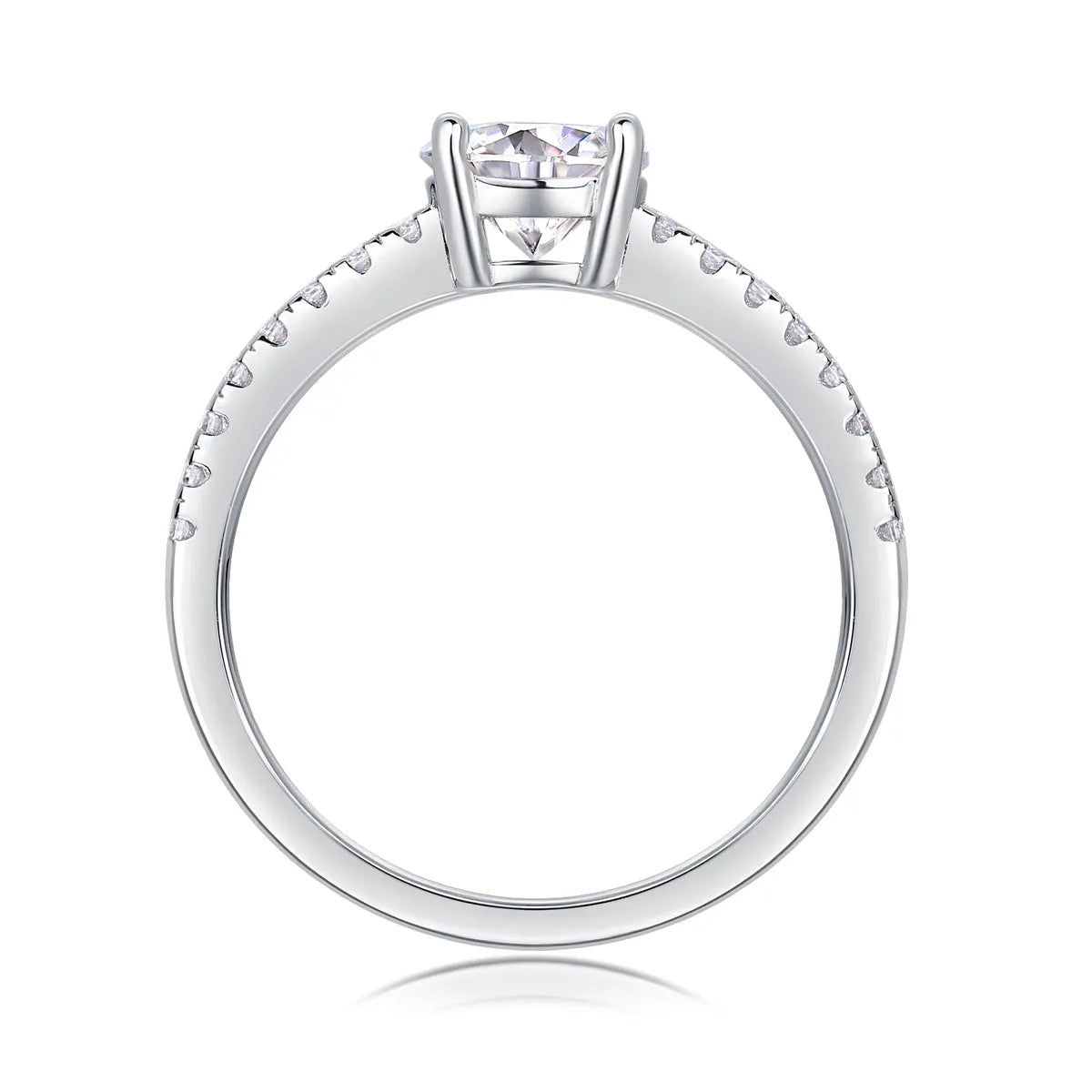 Moissanite wedding ring set with platinum-plated S925 silver, 1-10 carat stone, in gift box with GRA certificate