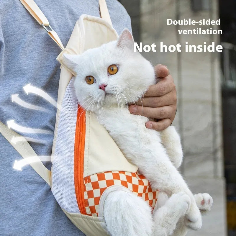Soft non-woven polyester canvas pet chest backpack for cats in three colour options