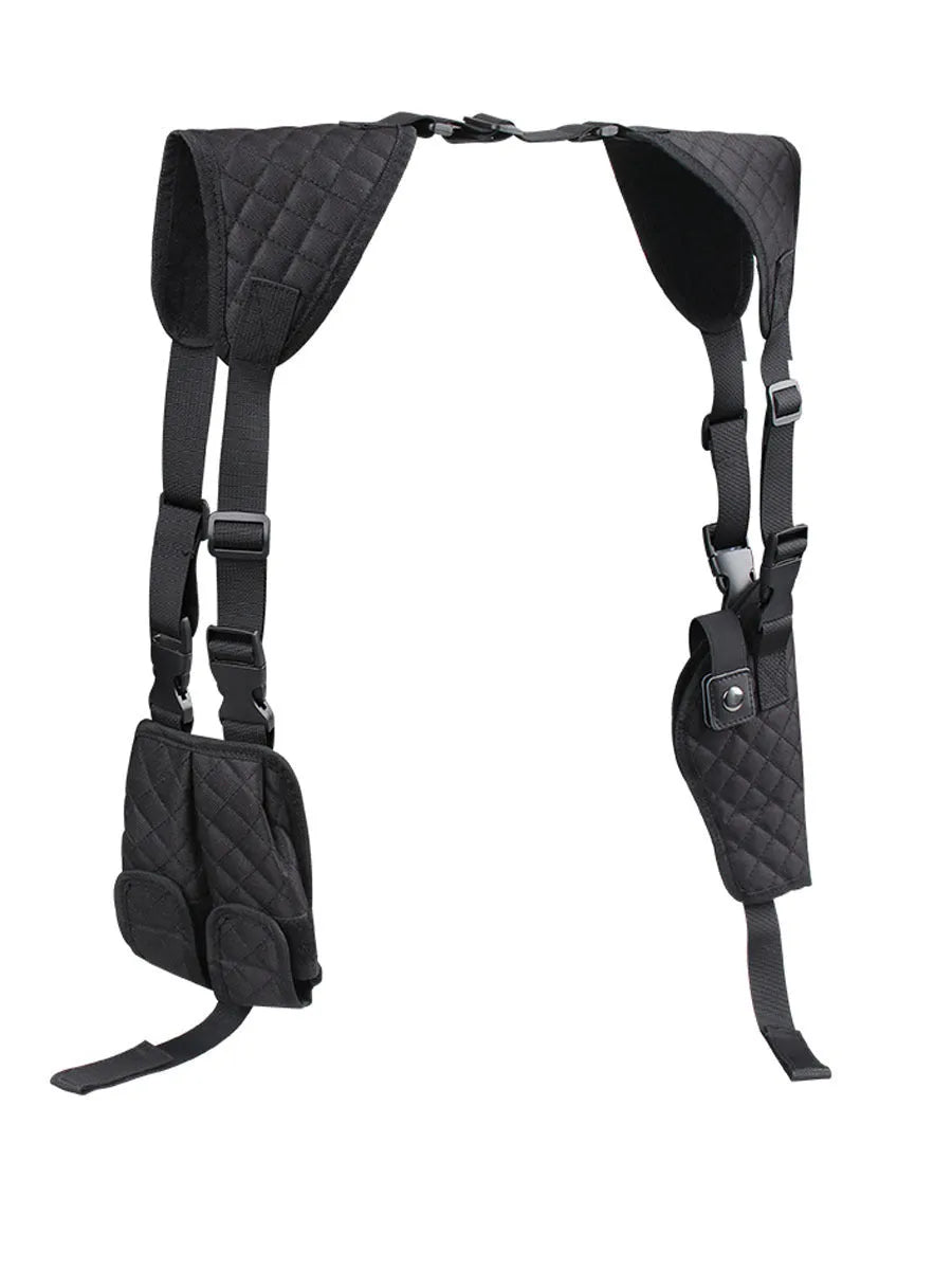 Outdoor holster portable hidden double magazine pouch in black nylon for unisex concealed carry