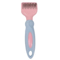 Stainless steel pet grooming comb with pink rubber handle for dogs and cats