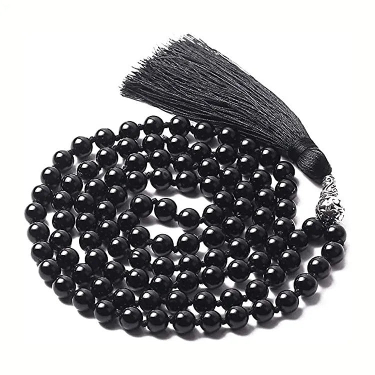 Colourful agate and gemstone tassel necklace with geometry pendant on adjustable 95-100cm chain.