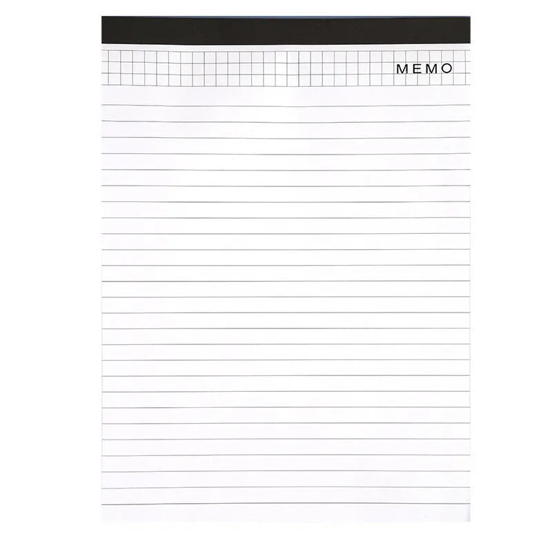 A4 tearable notebook with grid-lined pages and wireless adhesive binding in paper cover