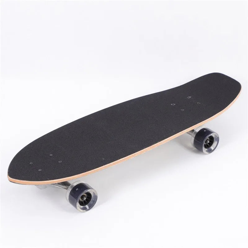 White 31-inch maple wood street scooter skateboard with deck and truck components