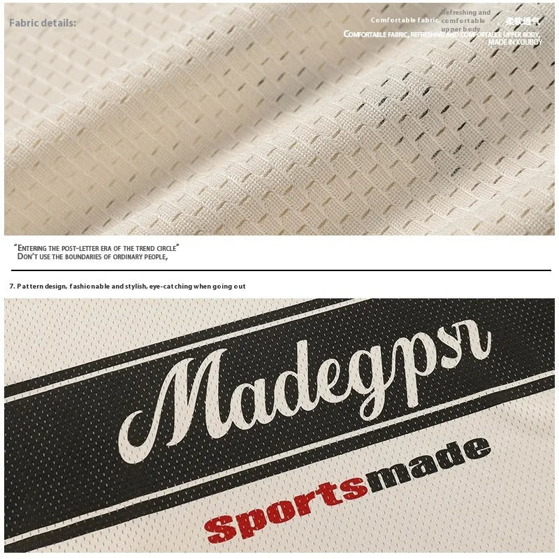 Apricot-coloured loose fit sports T-shirt with a printed letter design and drop-shoulder sleeves.