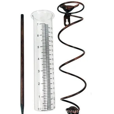 Cast iron bird design glass hyetometer rain gauge for garden rainfall measurement