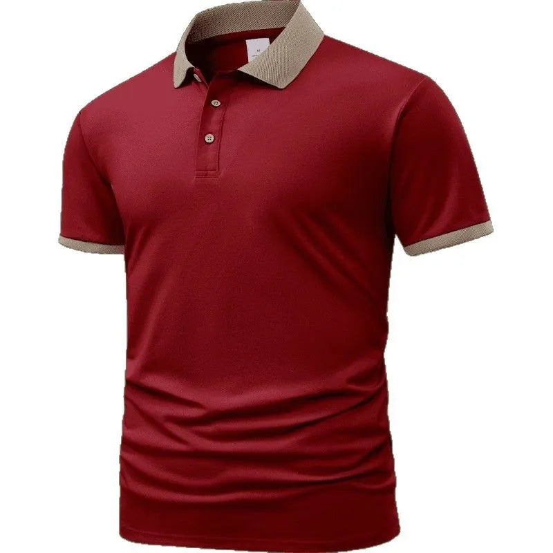 Summer polo shirt with flock print in Ice Silk polyester fabric, shown in multiple colour options