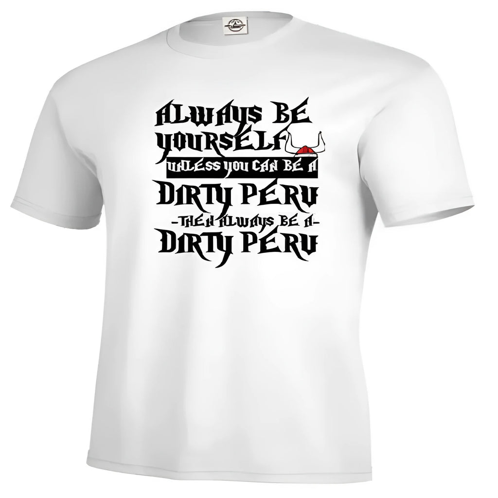 Men's white short-sleeve t-shirt with printed design, straight cut, casual style