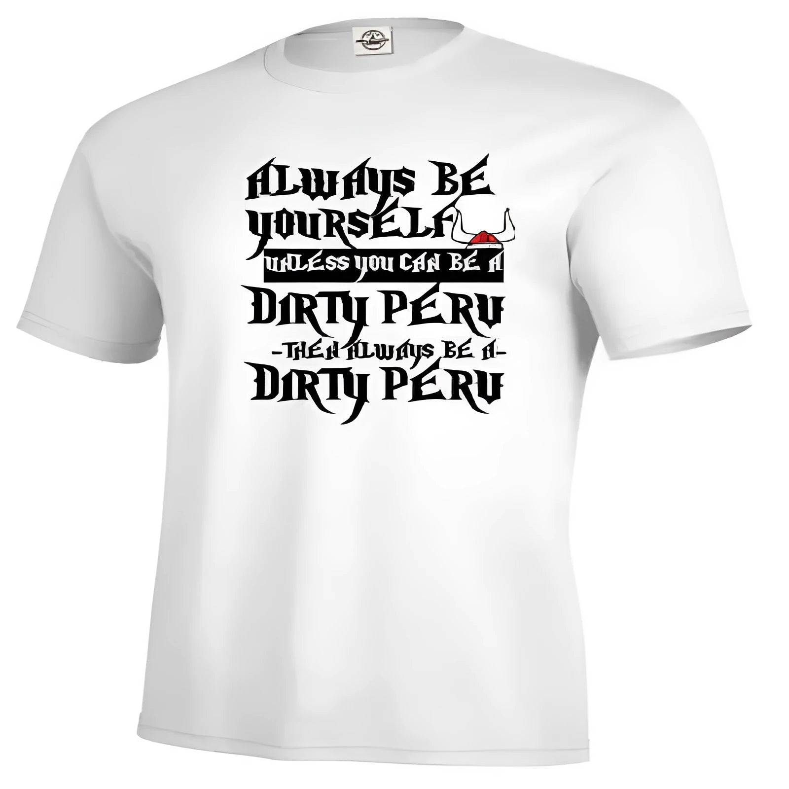 Men's white short-sleeve t-shirt with printed design, straight cut, casual style