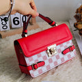 Small square retro crossbody bag in apricot PU leather with stitching and plaid patterns
