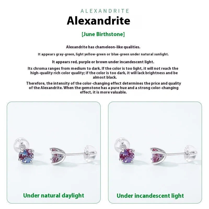 Cultivate Alexandrite 925 silver geometric round ear studs for women