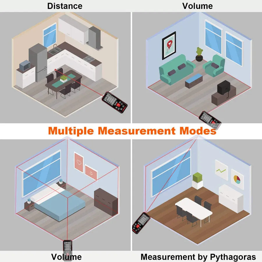 Laser rangefinder for building measurement with 100m or 120m range and plastics construction