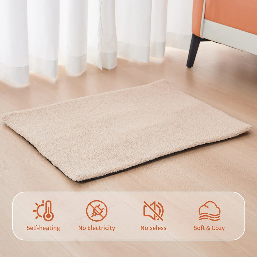 Self-heating plush pet pad for cats available in three colours and two sizes