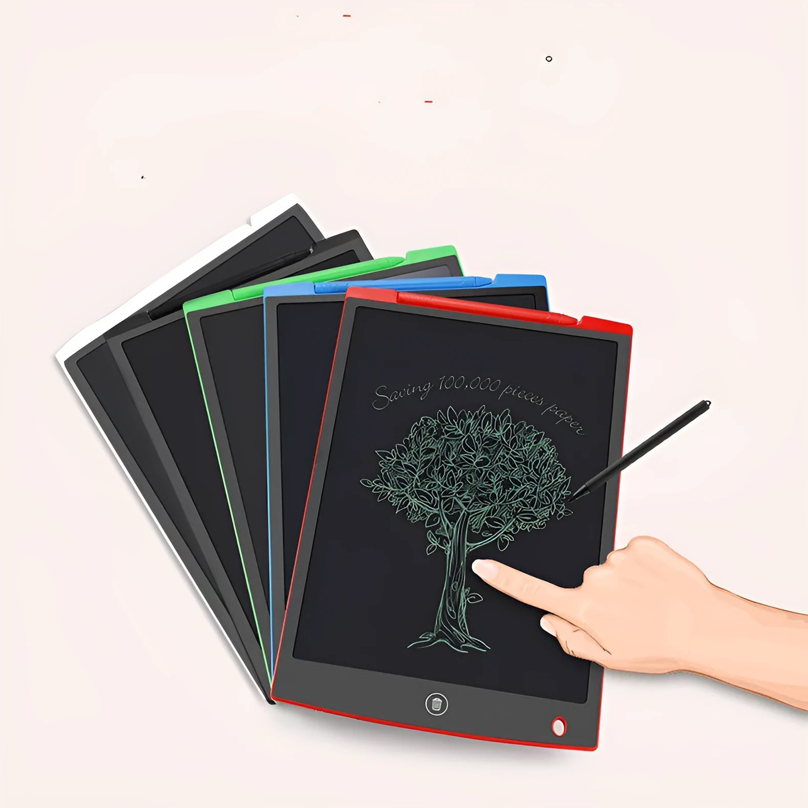 LCD electronic handwriting board for children with stylus in black, blue, green, or red colours