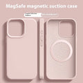 Magsafe liquid silicone phone case for Apple iPhone in solid colour with magnetic ring visible