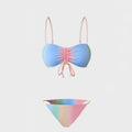 Women's lace-up triangle bikini swimsuit with matching pants in colour matching options