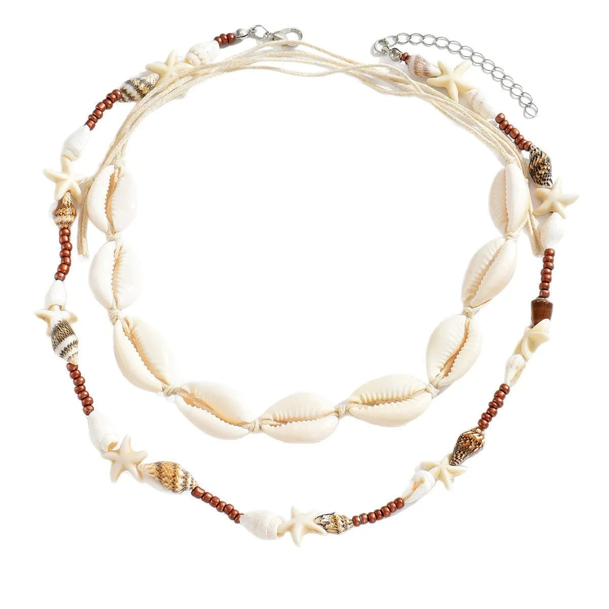 Women's shell necklace with geometric pendant in colour X1900 on regular chain