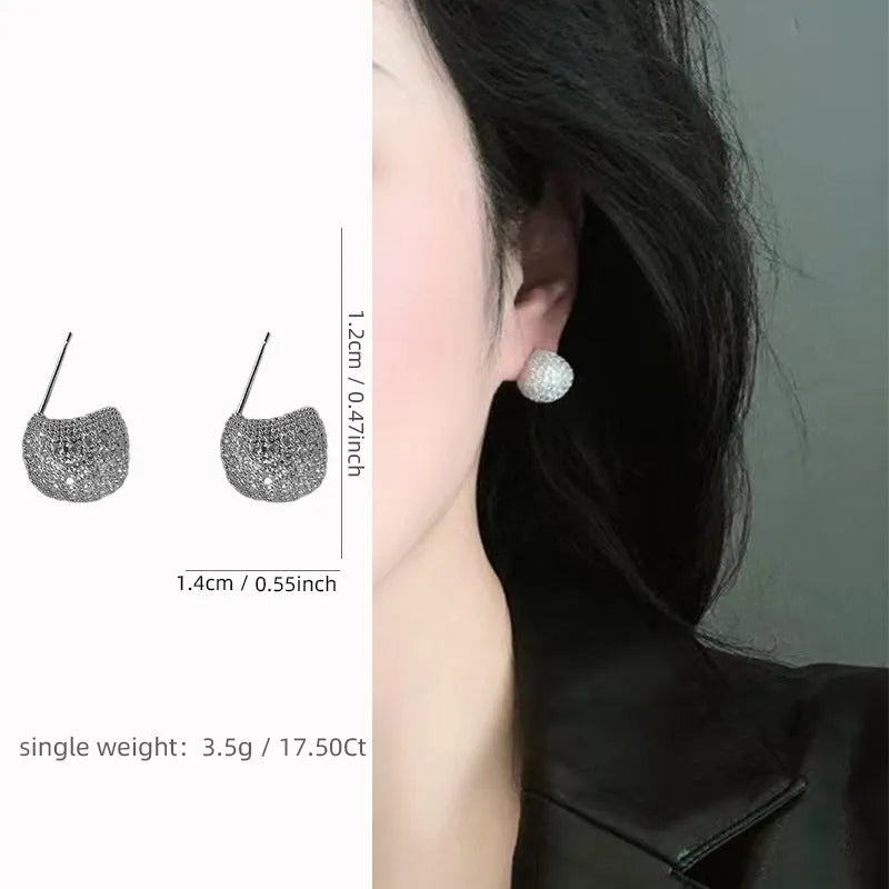 Gold and white geometric drop earrings with full diamond little golden beans design and sphere elements