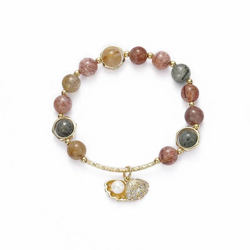 Women's crystal bracelet with shell design and animal zodiac modelling