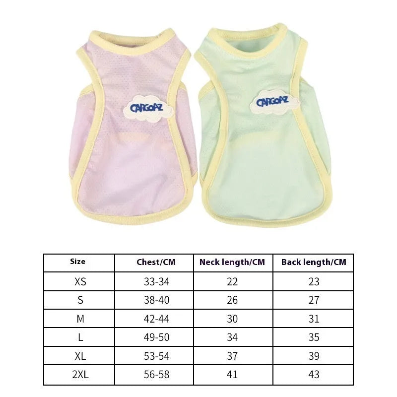 Grass green lightweight polyester vest for a cat, shown in a sport style.
