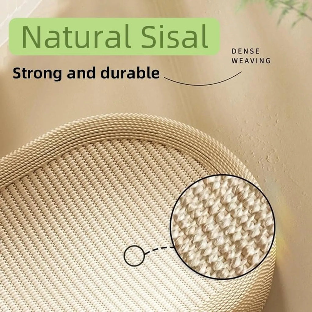 Large natural sisal cat scratching board with flat resting platform measuring 60cm wide