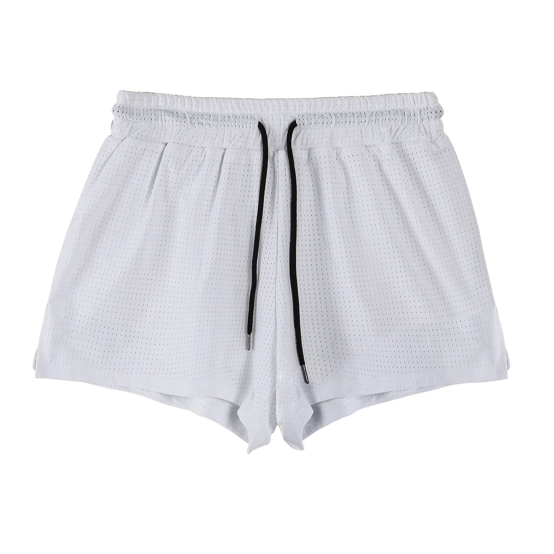 Men's black quick-drying nylon sports shorts on a summer background