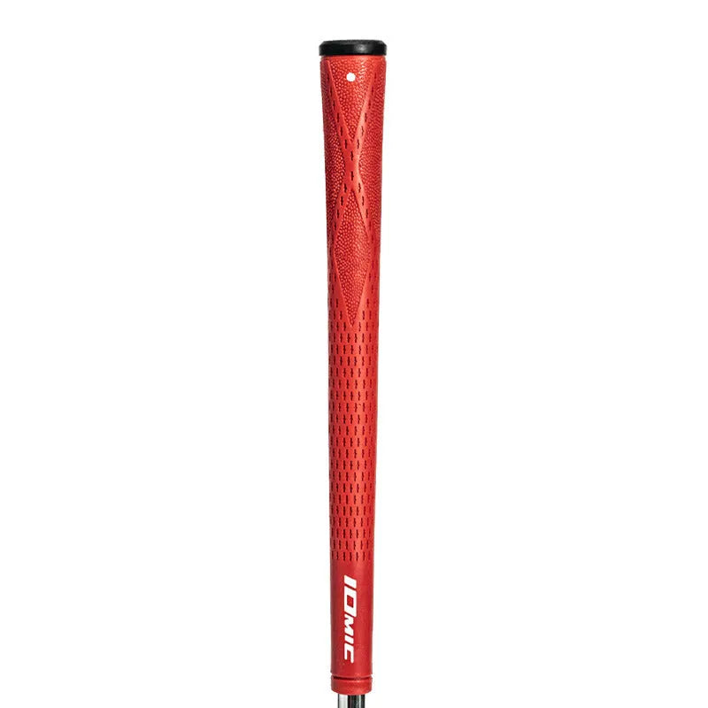 TPE golf club grip shown in a selection of available colours including pink, blue, and black with coloured head.