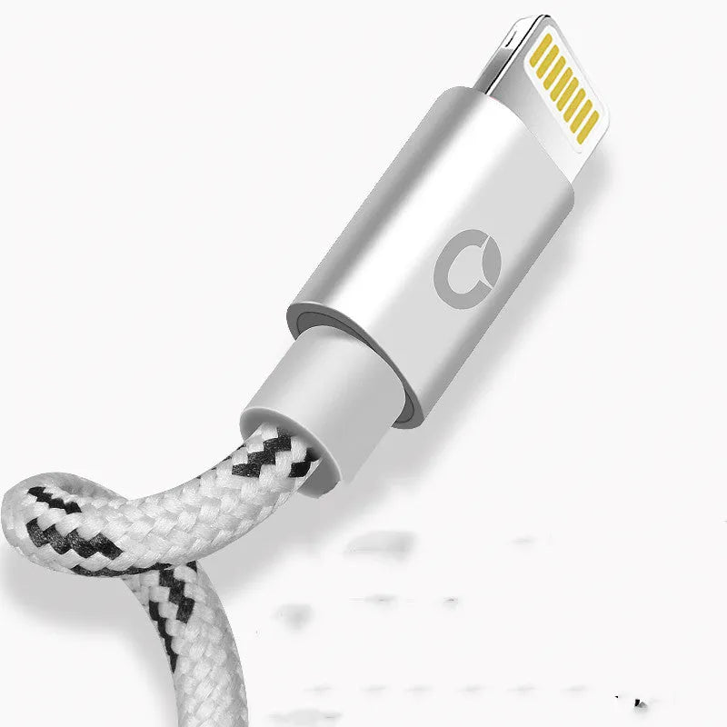 MFI certified Apple Lightning charging cable in grey or silver, 1 metre length