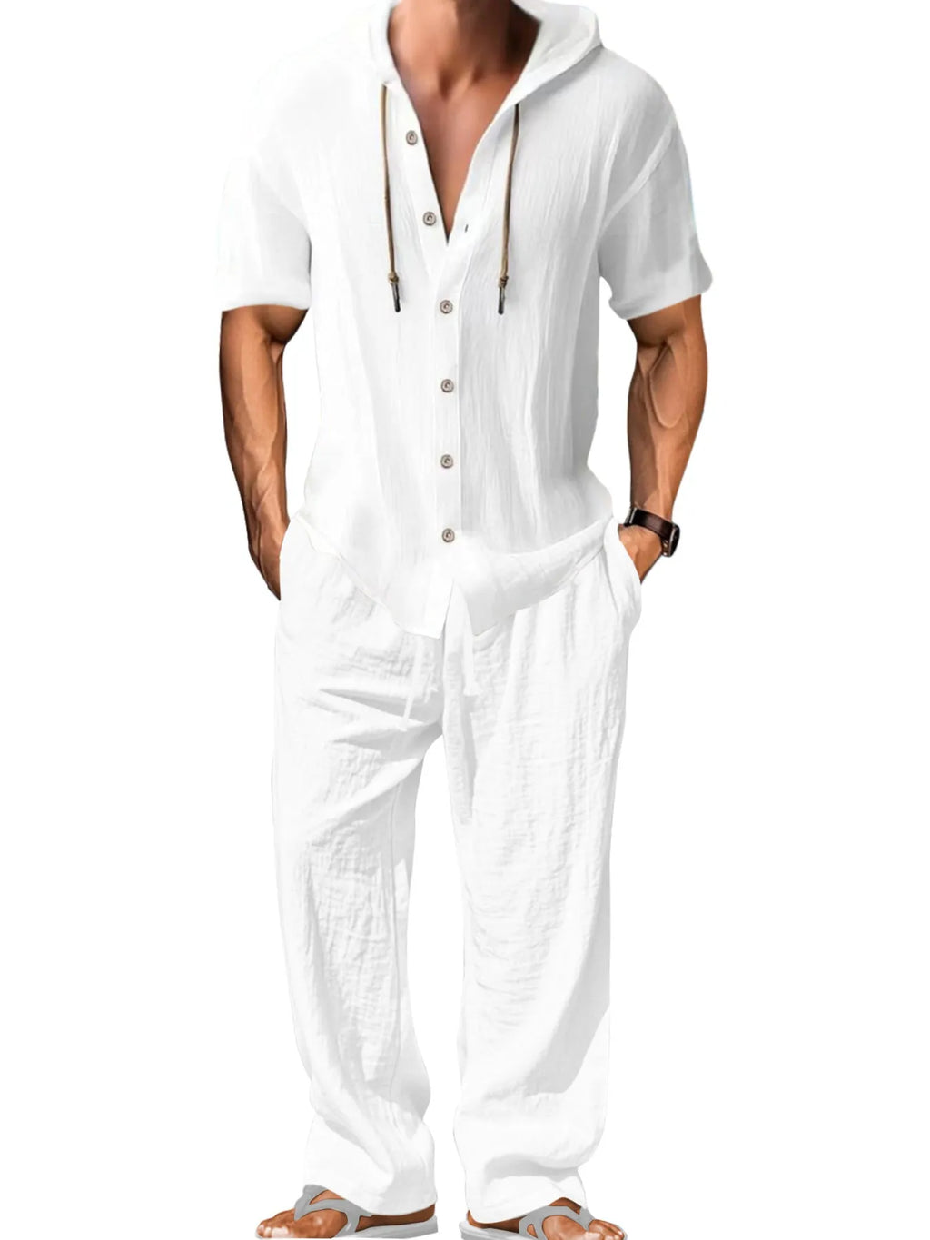 Men's cotton sports leisure suit in four colours with long sleeves and matching trousers