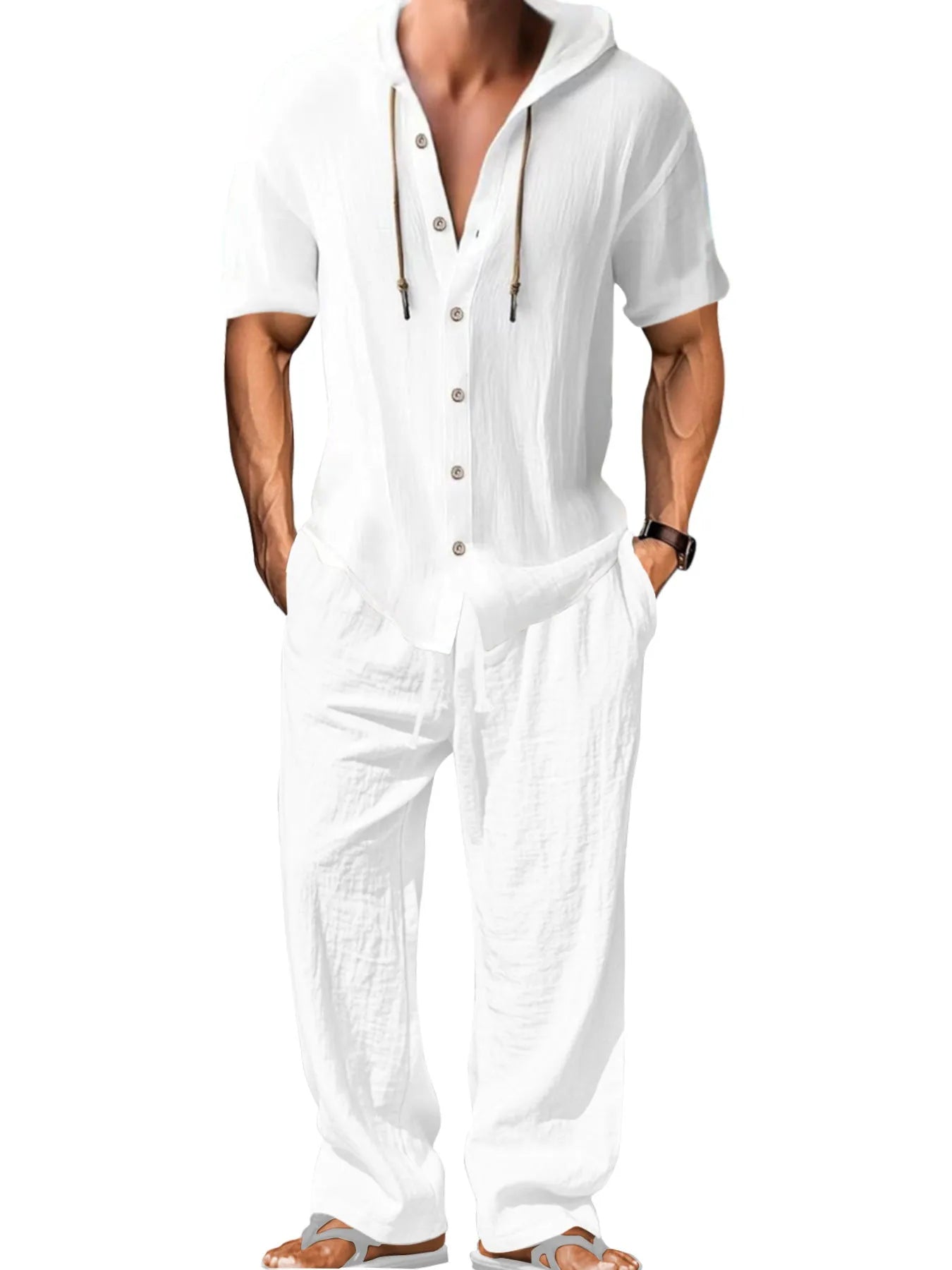 Men's cotton sports leisure suit in four colours with long sleeves and matching trousers