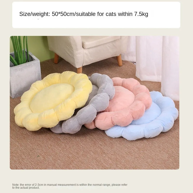 50cm square half-surrounded pet bed with plush fabric in multiple colour options