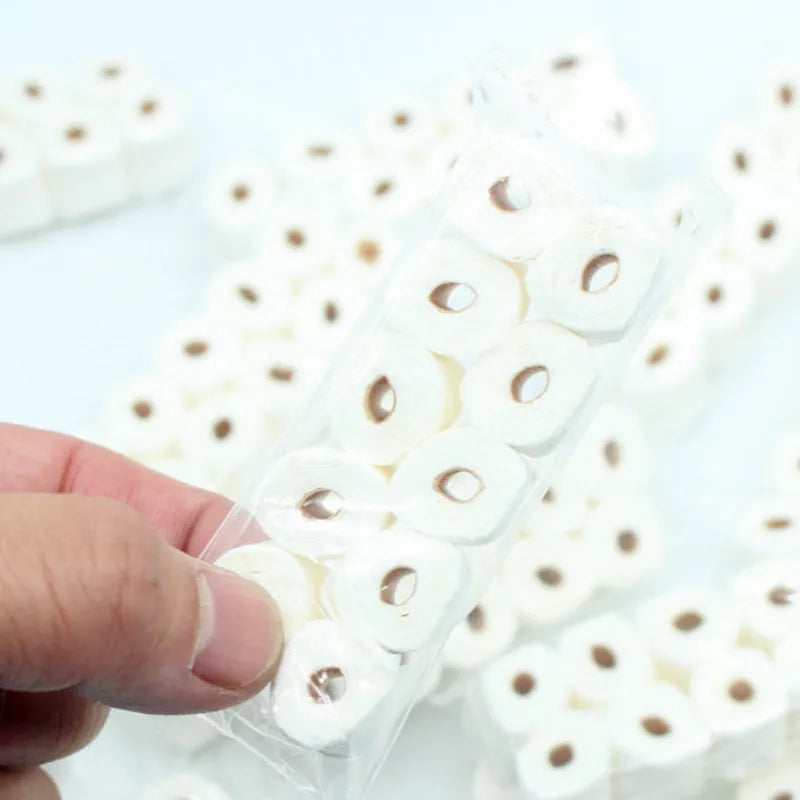 Paper simulated tissue roll model for children's pretend play measuring 30x15x80mm