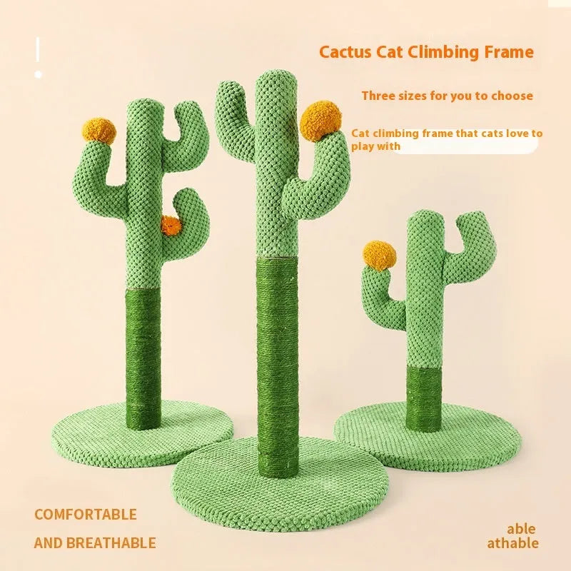 Cactus-shaped cat scratching post climber and a separate coconut tree panel for cats.