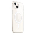Transparent magnetic back cover case for iPhone showing MagSafe compatibility ring