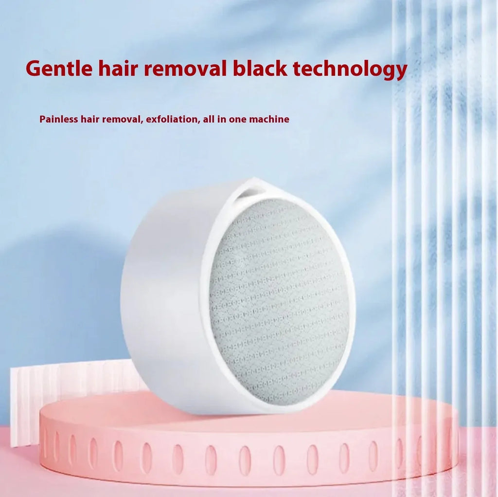 A white plastic 2-in-1 nano glass epilator and foot grinder device for manual hair removal.