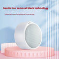 A white plastic 2-in-1 nano glass epilator and foot grinder device for manual hair removal.