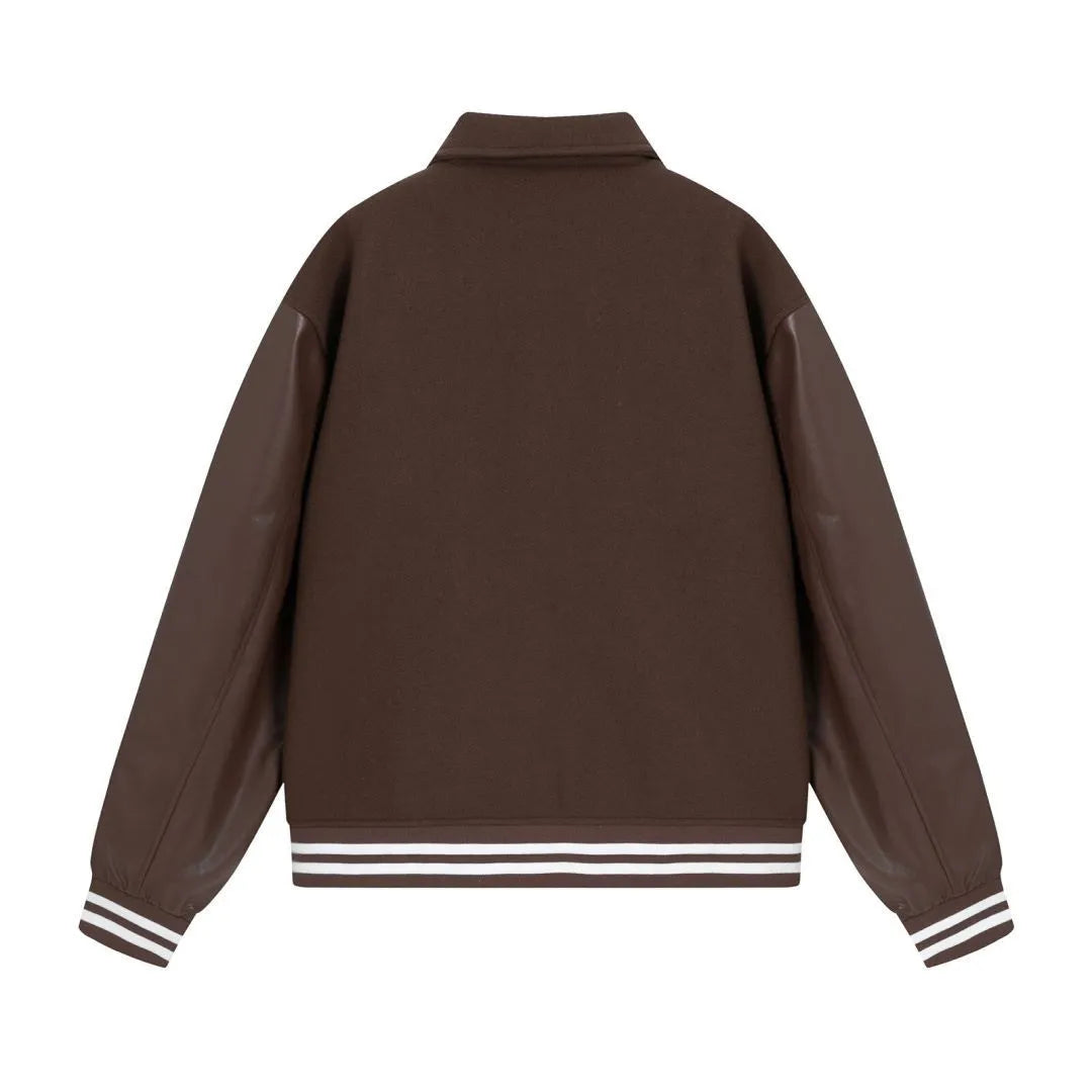 Women's bone stitch embroidered wool jacket in apricot colour, showing front design.