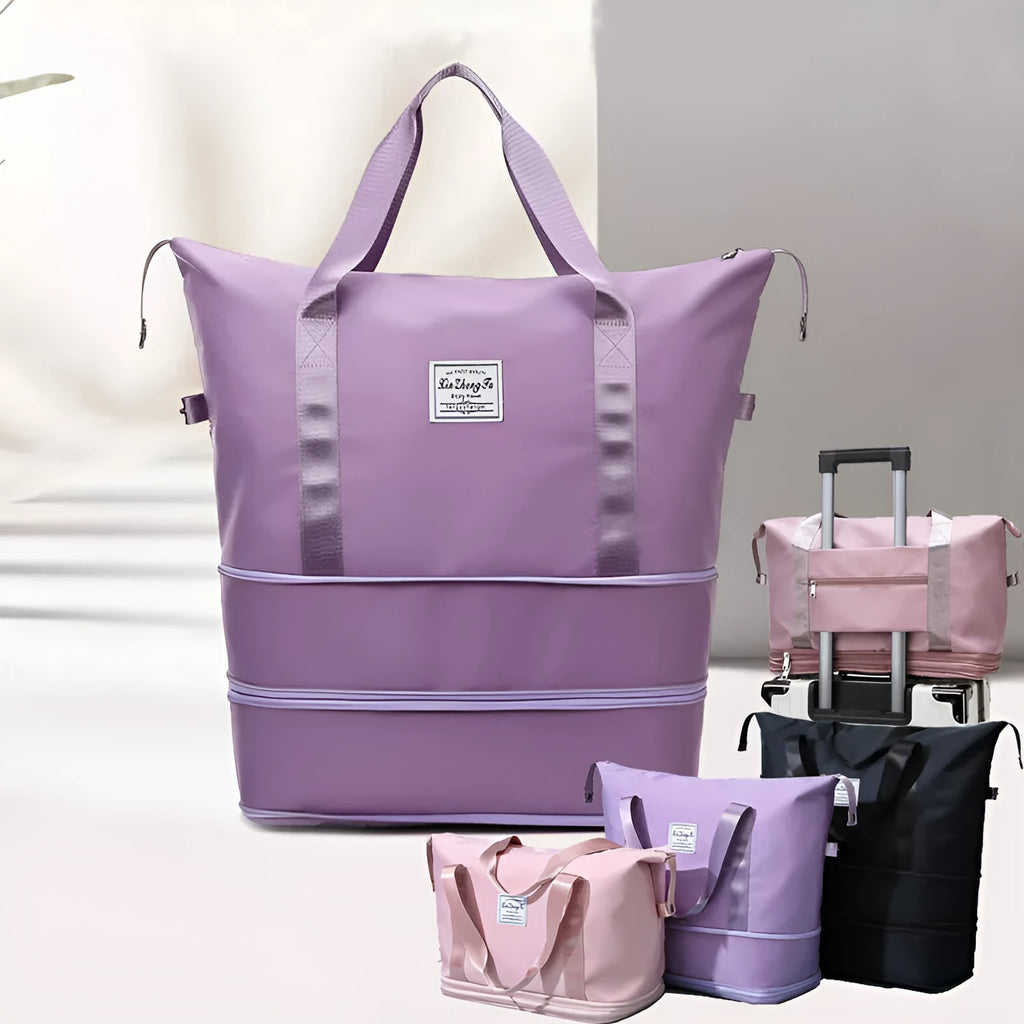 Large capacity waterproof Oxford cloth travel bag with double wet and dry separation in solid colour