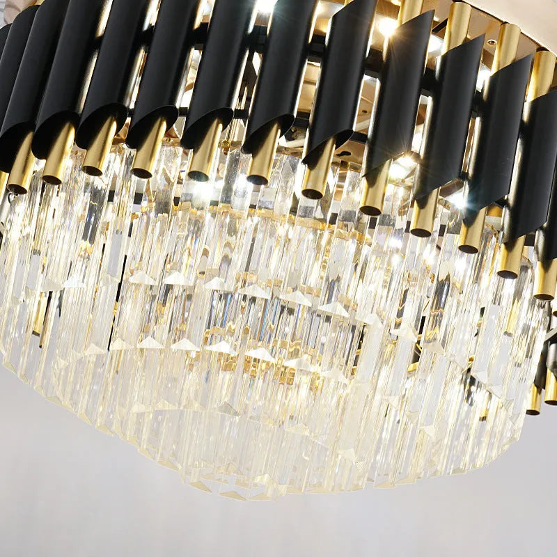 Ceiling fan light with crystal lampshade and wooden fan blades in 42 inch or 48 inch sizes