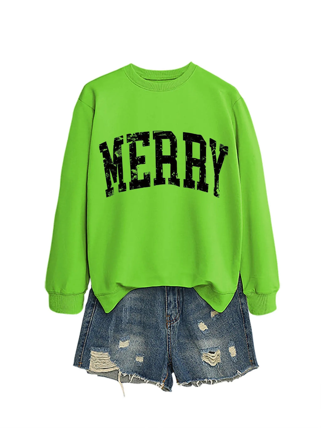 Cotton round neck long sleeve sweater for women in blue with white colour map