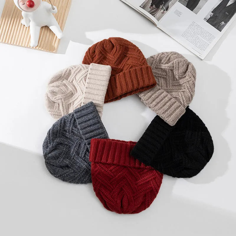 Wool knitted women's hat with dome crown design in multiple colour options