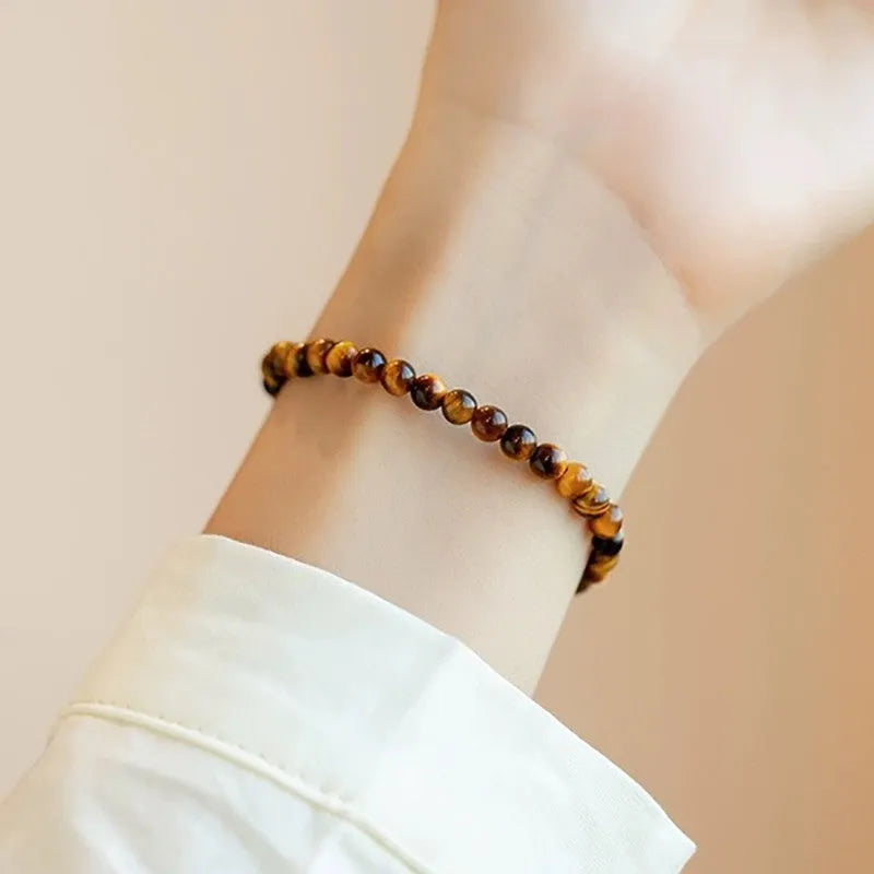 New Chinese style tigereye bracelet with geometric design and round elements in handcrafted construction
