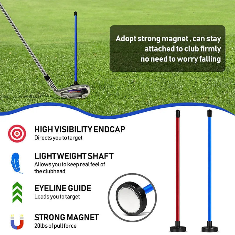 Aluminium alloy magnetic golf swing trainer with baseball bat alignment in blue and red colour options