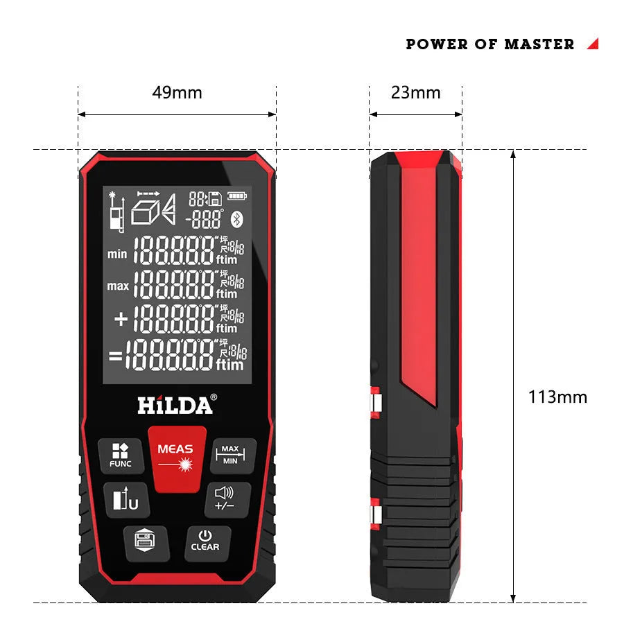 Laser rangefinder for building measurement with 100m or 120m range and plastics construction
