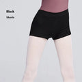 Black cotton women's dance shorts for ballet practice and fitness.