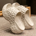 Women's high heel flip flop slippers with thick EVA sole in khaki, black and white colours