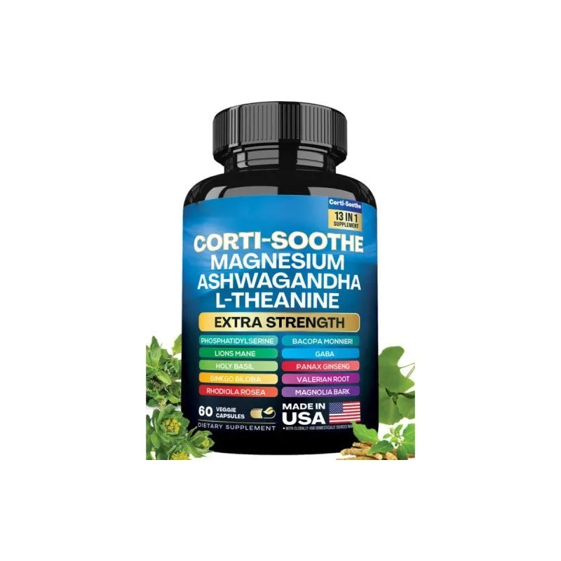 Bottle of 60 Drunken Eggplant magnesium supplement capsules from South Africa.
