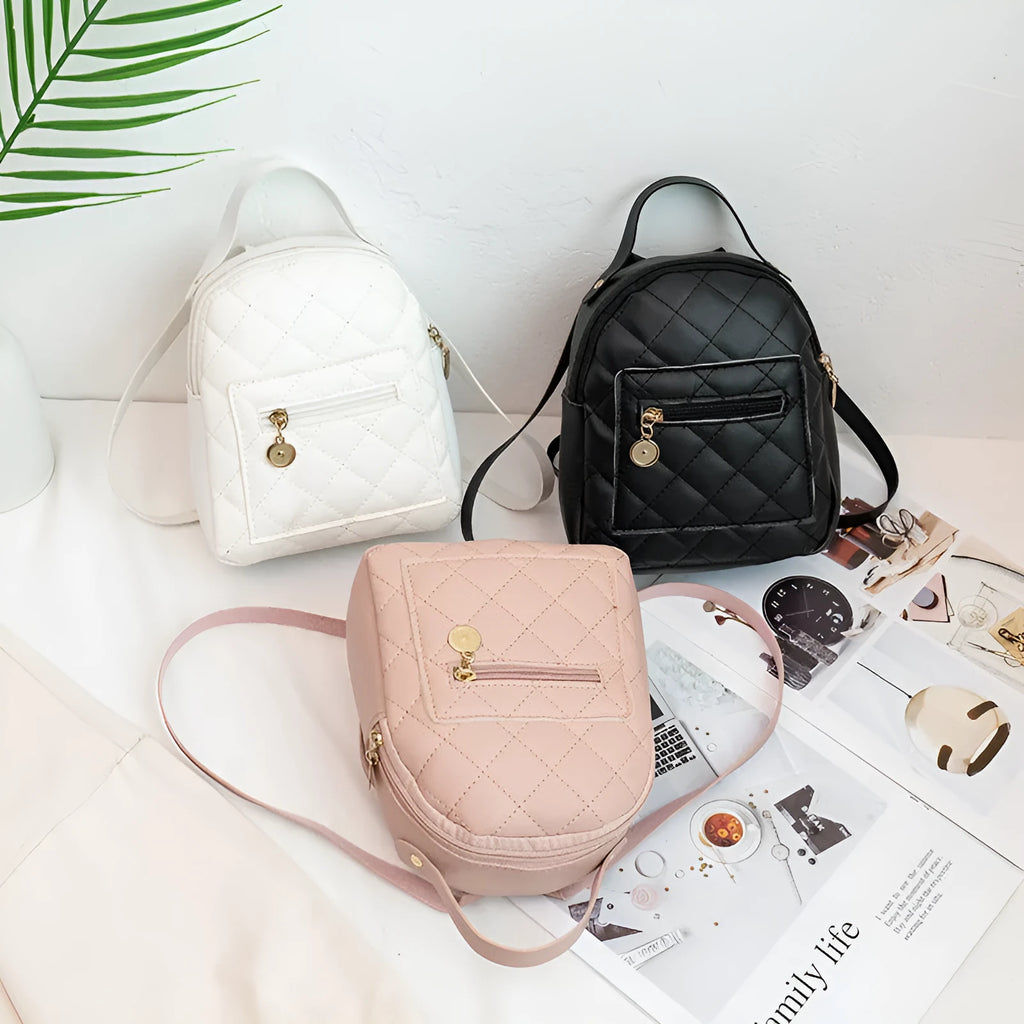 Korean style embroidered hard backpack for girls in pink with sandwich pocket