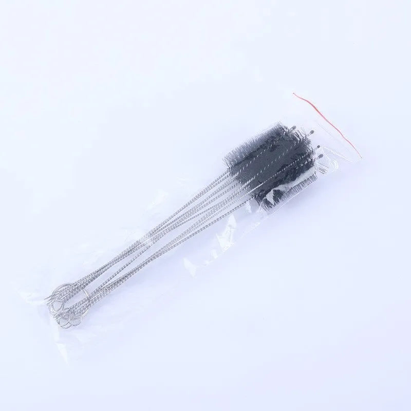 Nylon cleaning brush set with stainless steel handles for straw and bottle cleaning