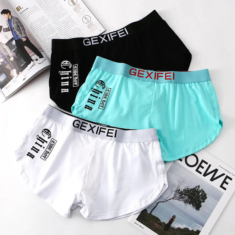Men's loose cotton boxer briefs in multiple colours showing mid-waist design and plus size fit
