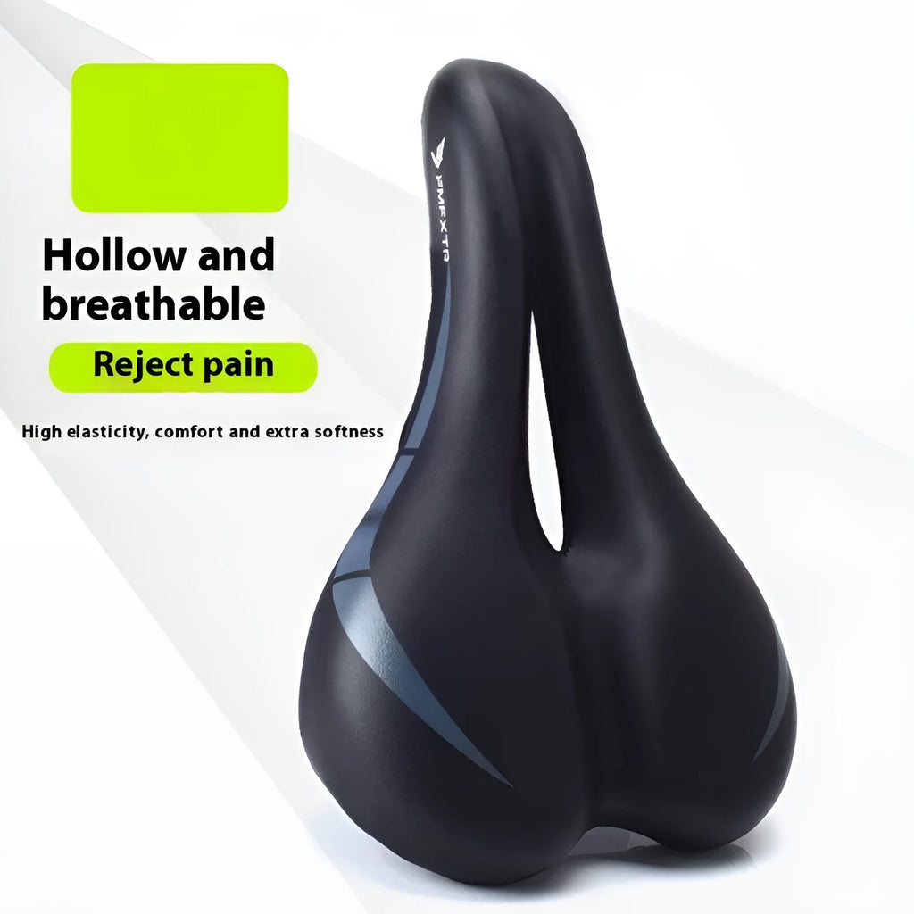 Bicycle seat cushion with 3147 hollow pattern, measuring 270mm by 180mm, on a bike saddle.